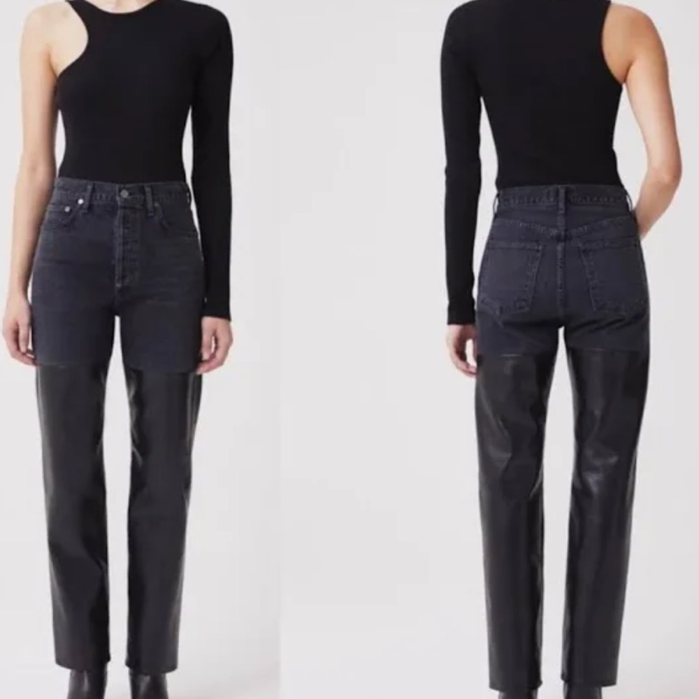 Agolde black Jean and leather pants size 25